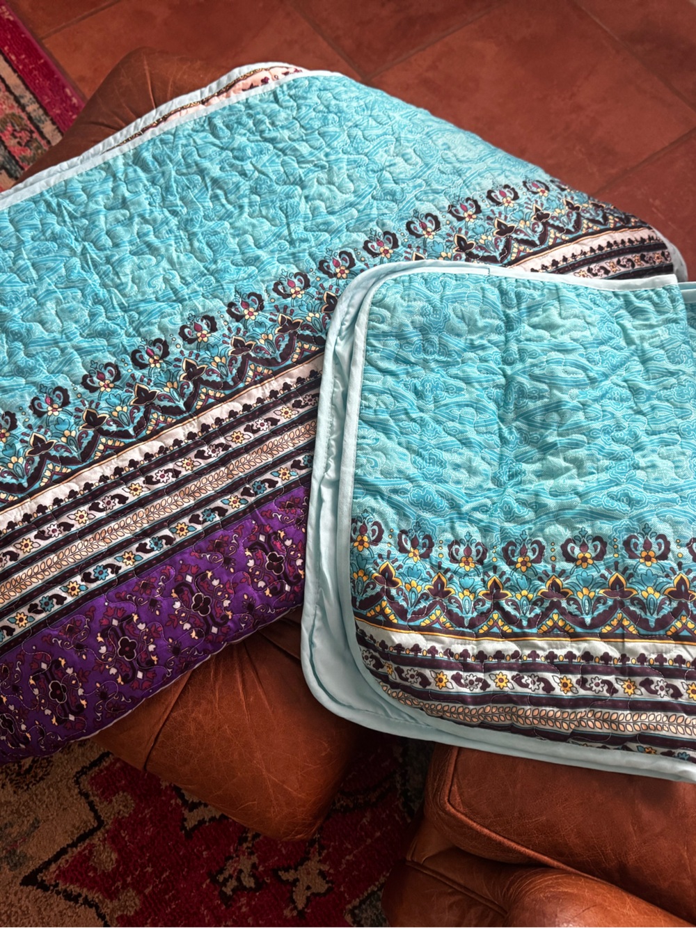 Bohemian queen size quilt/ shams